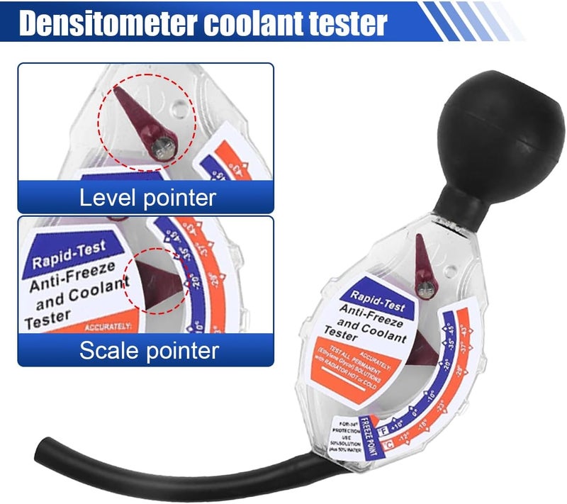 LHDOS Antifreeze Coolant Tester, High Accuracy Dial Type Coolant Hydrometer Testers, Universal Car Battery Liquid Densitometer Automotive Antifreeze Tester 6/12/24V for Ethylene Glycol Coolant - Image 3